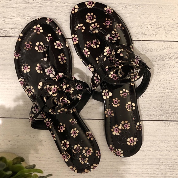 Tory Burch Shoes - NEW:  Tory Burch Miller Sandals Black Floral Print